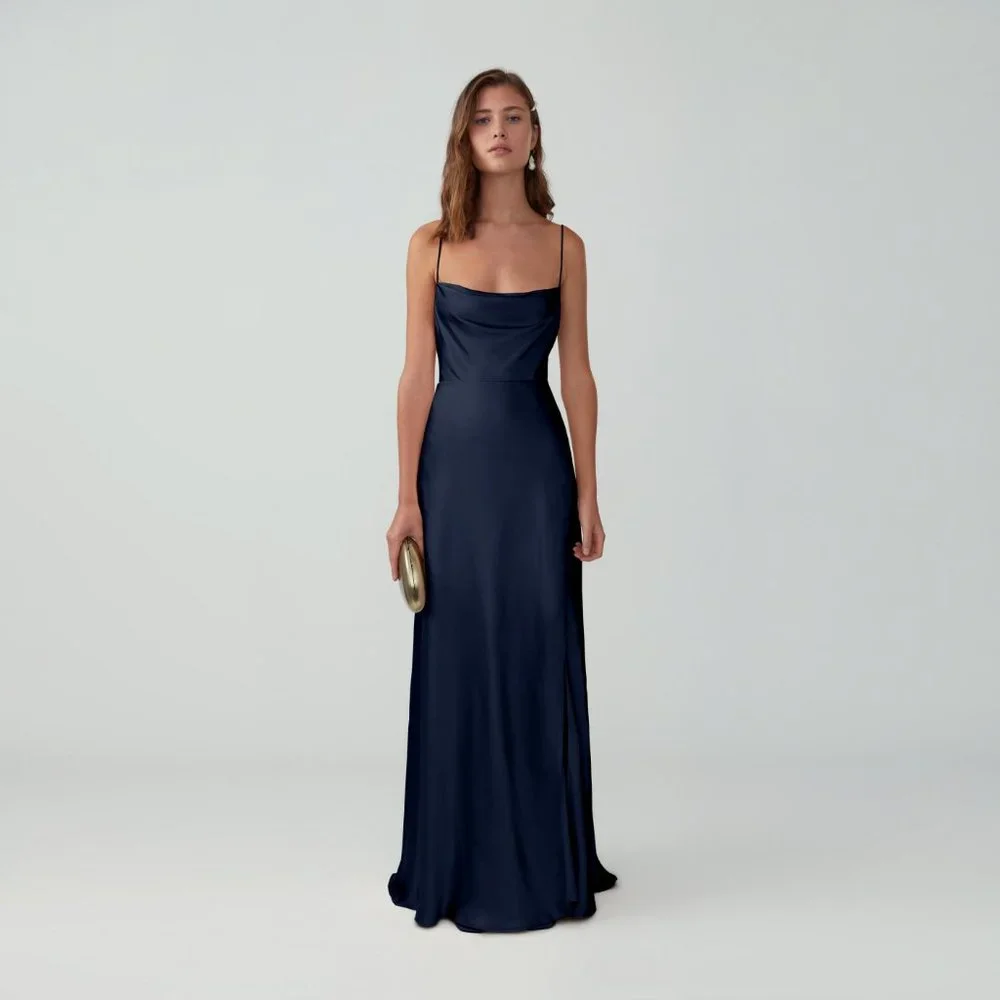 Fame and Partners Strappy Draped Gown in Navy - Picture 3 of 7
